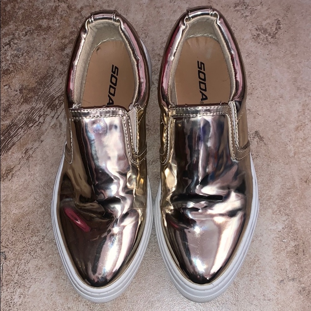 Gold Metallic Loafer Sneaker